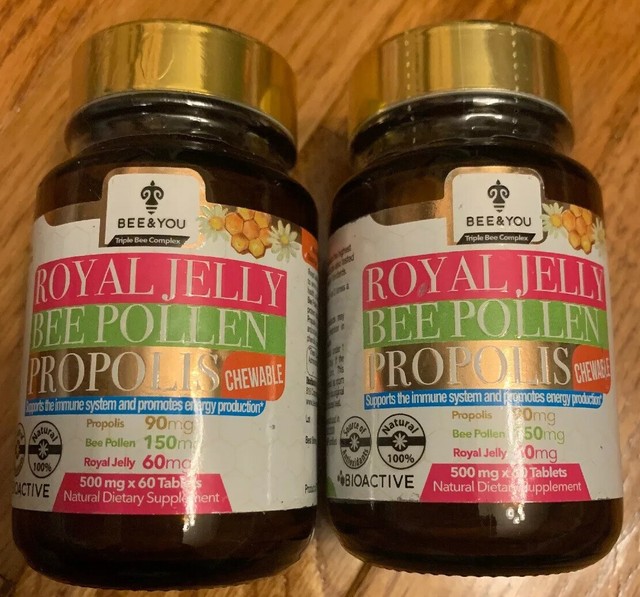 2 Royal Jelly Bee Pollen Propolis Chewable Tab Immune System Energy