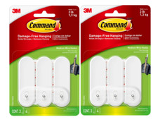 Command Wire Hooks, Indoor Use, Medium, 3 Hooks, 4 Strips 2 Pack