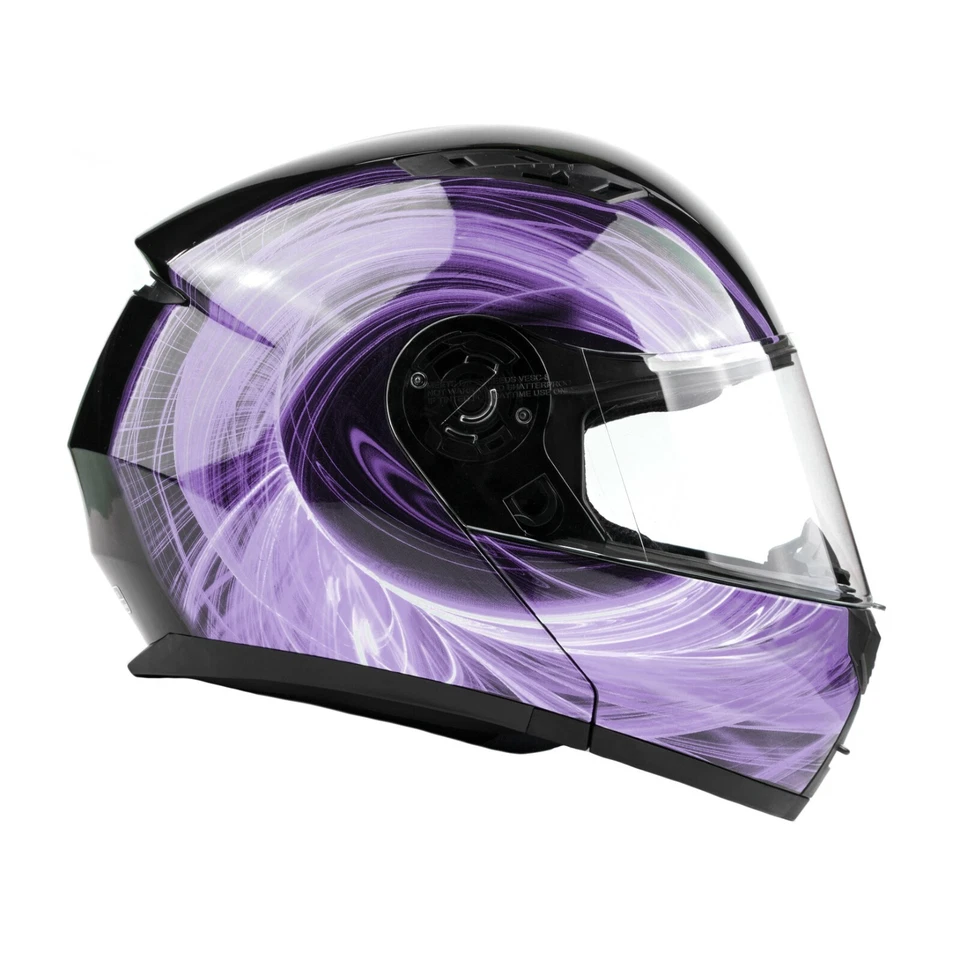 Casco de moto de nieve abatible modular púrpura para adultos con doble lente protector térmico DOT Foto 4 de 4