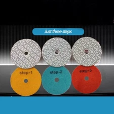 15PCS/Set 1#2#3# Dry/Wet 3 Step Diamond Polishing Pads 4-inch for Granite Marble