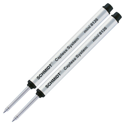 2X Schmidt 8126 Mini Capless System Rollerball Refill Black Fine Tip