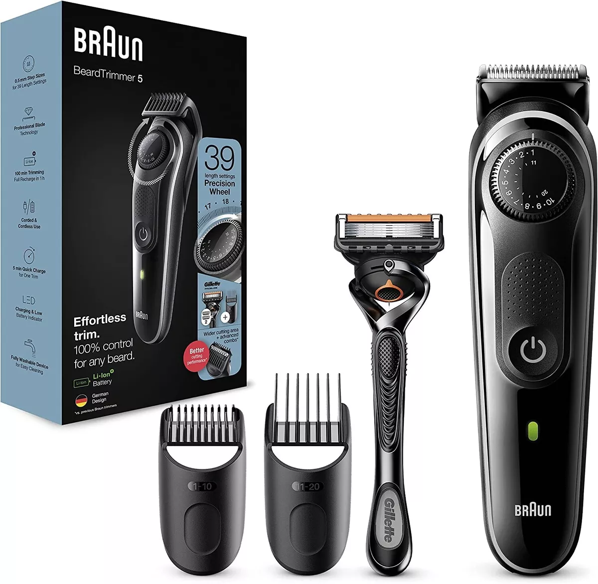 Braun Tondeuse Barbe 5 Rasoir Homme BT5342 39 Tailles Visage