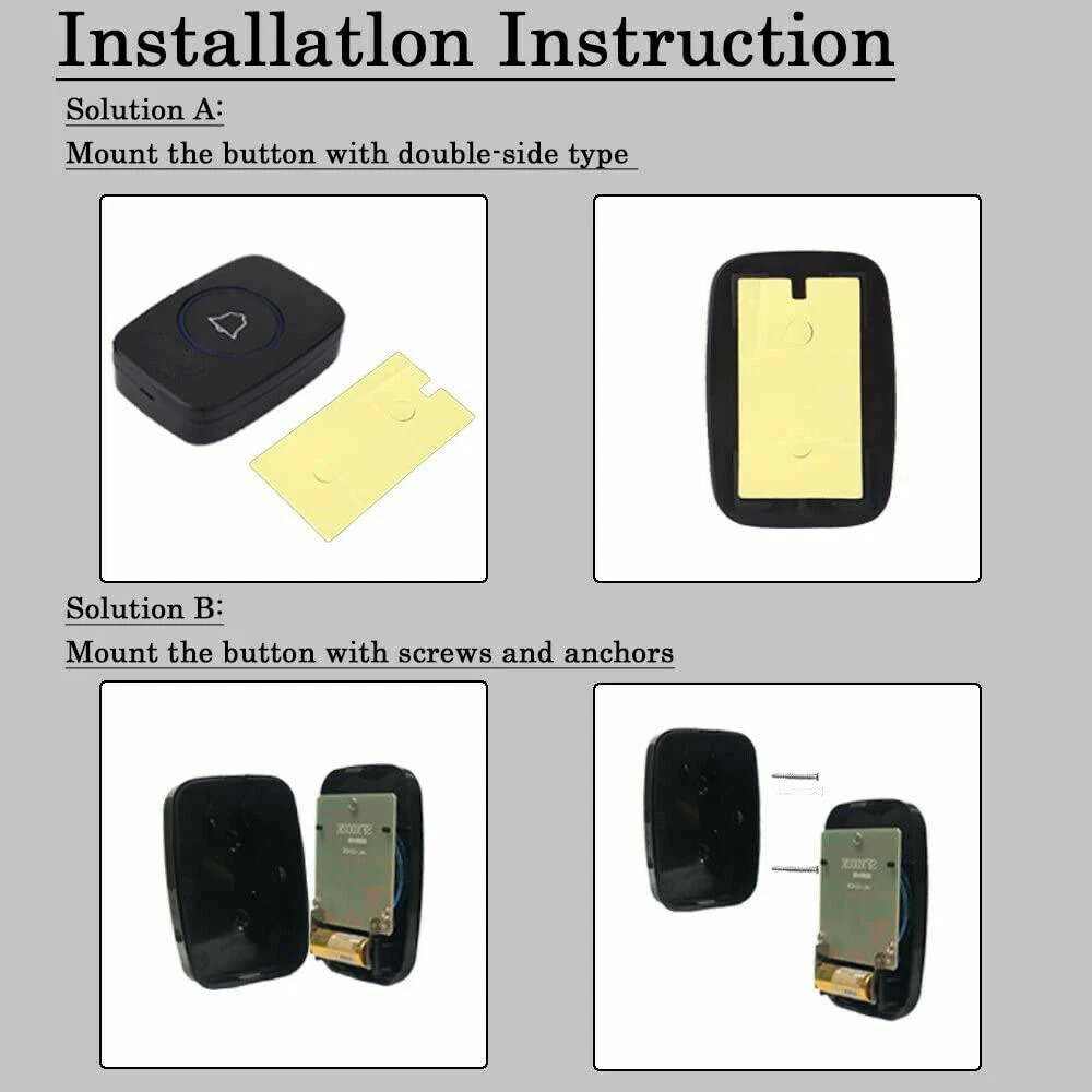 Wireless Doorbell Waterproof Door Bell Kit Home House Ring Bell 1000FT Kit Wireless Doorbell Waterproof Door Bell Kit Home House Ring Bell 1000FT Kit