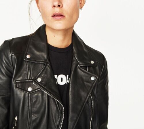 Damen Reines Lammleder 100% Lederjacke Echt Biker Motorrad Bomberjacke - Bild 2 von 5