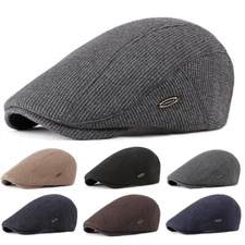 Men Women Fleece Beret Hat Newsboy Knit Cabbie Gatsby Cap Driving Flat Caps
