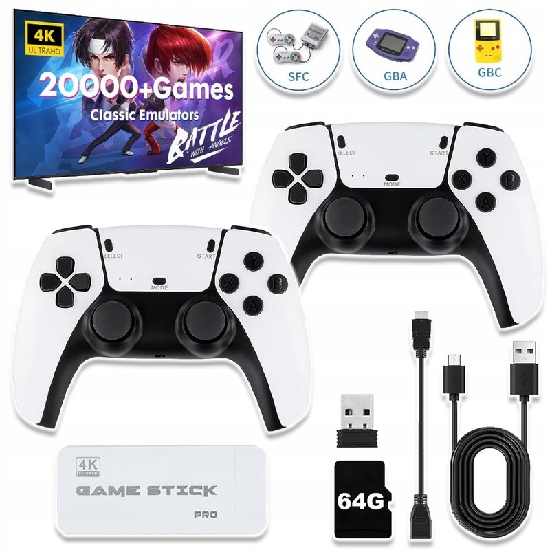 2.4G Wireless Retro Game Console Dual Controllers 20000+ Classic Games Plug&Play