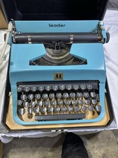 Underwood Leader 1957? Blue Manual Portable Typewriter W/Case thumbnail
