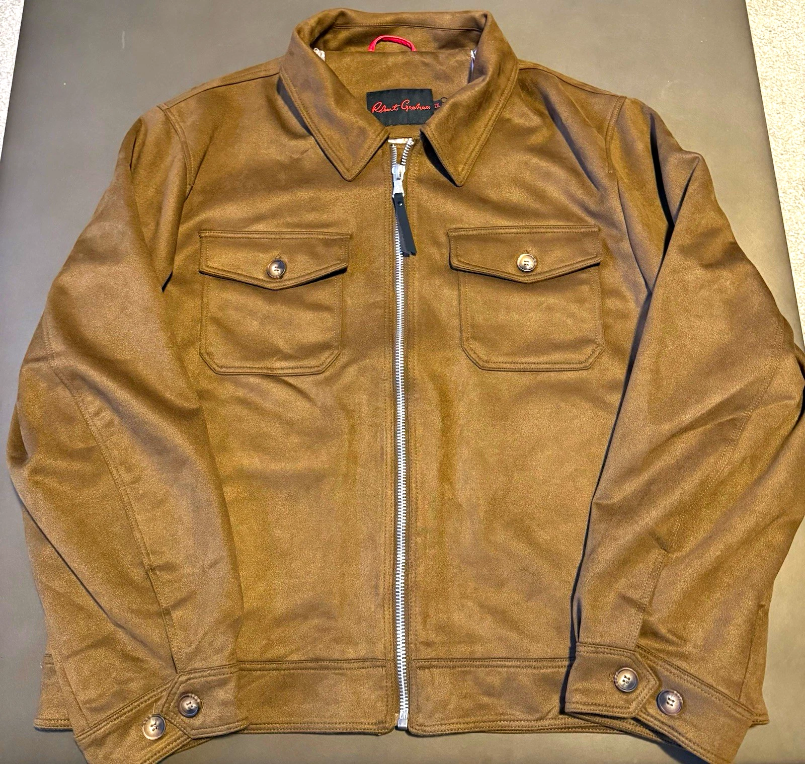 Robert Graham RG-109 Brown Full Zip Lined Jacket Men’s 2XL Regular Fit - product detail image 1