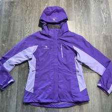 EUC Camel Crown 3-In-1 Waterproof Detach Hooded Rain Shell Jacket PURPLE MEDIUM