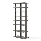 COSTWAY 7-tier Double Shoe Storage Tower Organiser Unit Display Shelf-Grey