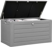 680L XL Outdoor Garden Storage Box, Weatherproof Wood Effect Outdoor Storage Box