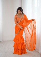 PARTY WEAR SAREE DESIGNER PARTY DRESS INDIAN BOLLYWOOD LEHNGA SARI LEHENGA EID