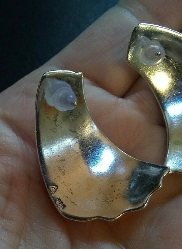 VTG Sterling Silver Signed Solid Thick Grooved Fa… - image 2