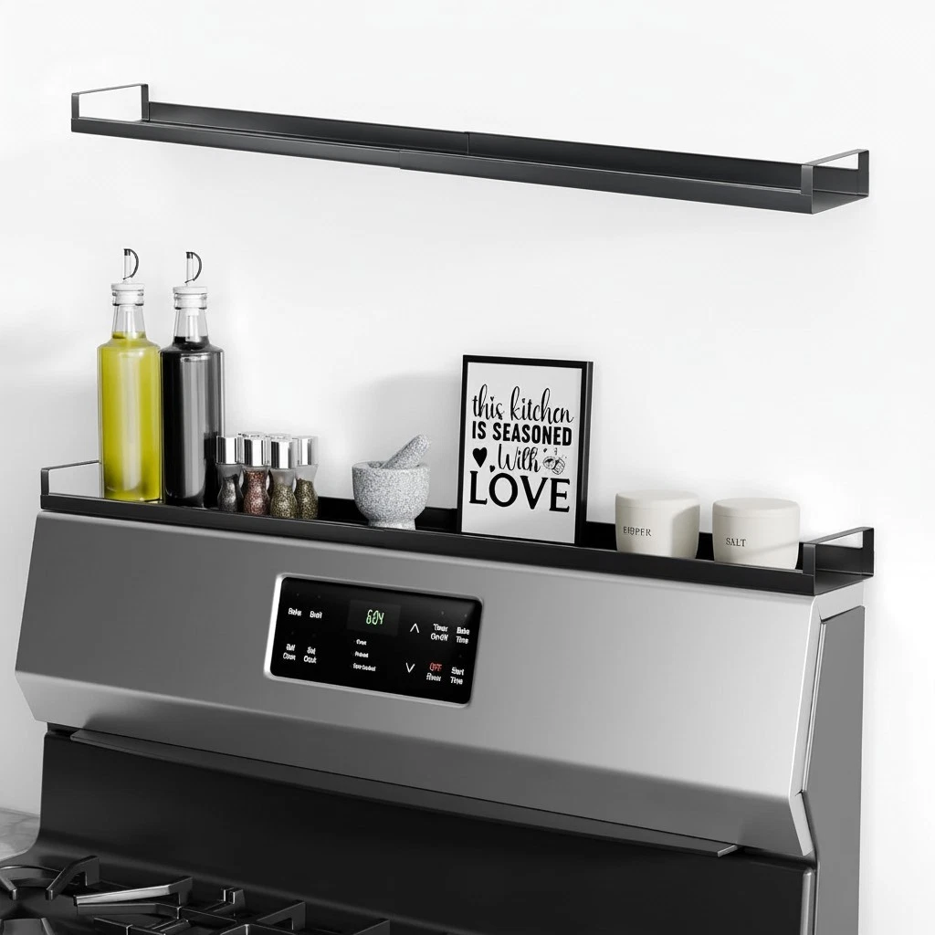 Magnetic Stove Top Shelf Metal Adjustable 30 Inch Over Stove Spice Rack Kitch...