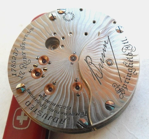 Antique Illinois Bunn Model 6 18 Size Railroad Pocket Watch Movement 4 Parts