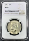 1967 NGC MS65 Kennedy Silver Half Dollar 50c - Lustrous Die Polish