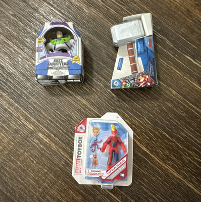 Zuru Mini Disney Toybox Toys Lot Of 3 Buzz Thors Hammer Captain Marvel In Box