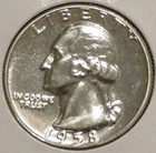 Silver Quarter - Washington - 1958 PROOF (Toning is lightly cloudy.)