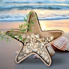 Beach Style Starfish Decorative Box Wooden Shell Holder for Coastal Home Accent