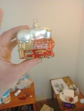 Polonaise Coca Cola Glass Christmas Ornament Train 1998 Clean!