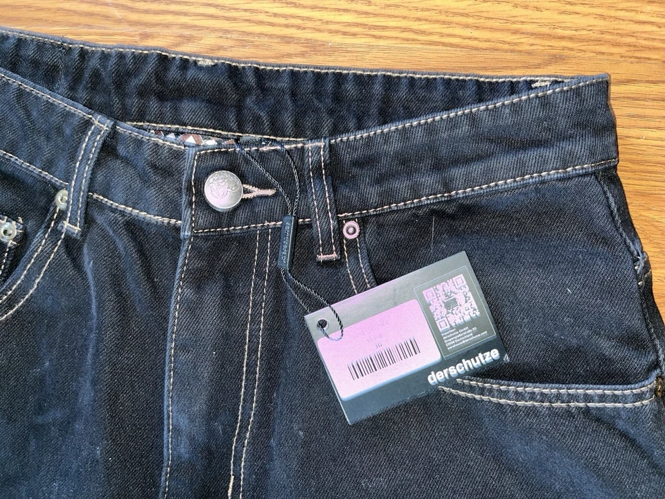 Jeans Derschutze "garden of eden" Denim Negro Hombre Calidad Bordado Flores Foto 3 de 4