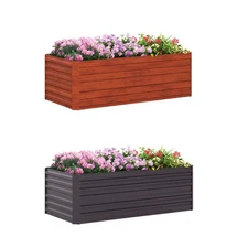 Outsunny Raised Garden Bed Metal Planter Box with Reinforced Rods