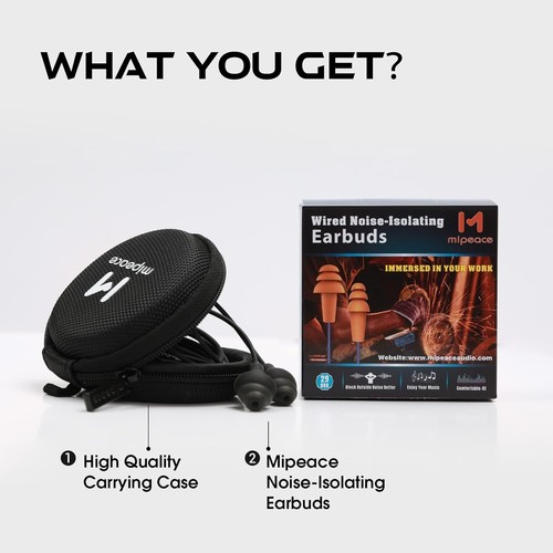 MIPEACE Work Earbuds Headphones, Ear Plug Headphones for Work-Noise Black - Picture 7 of 7