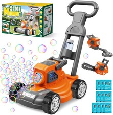 Bubble Lawn Mower for Kids, 3-in-1 Bubble Machine Blower with 10 Bubble Solution
