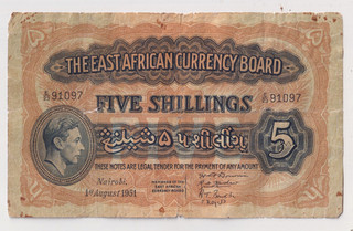 1951 BRITISH EAST AFRICA 5 SHILLING banknote STARTS AT £1 [6]