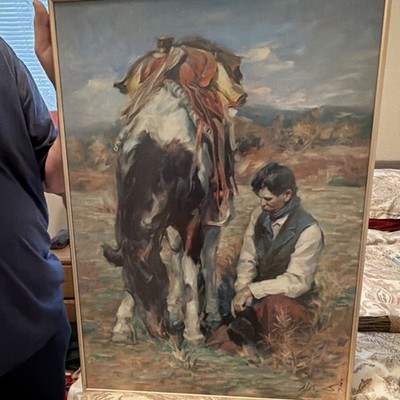 Wei Tai Limited Edition Signed Numbered Print 'Companion' Horse Cowboy Framed