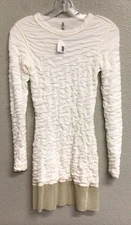 PETE COLLECTION Designer NWT Ruched Bodycon Mini Dress Ivory Size XS
