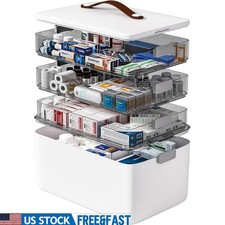 4 Layer Medicine Organizer Storage Box W/ Divider Lid First Aid Craft New