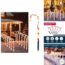 Joiedomi 12-Pack Christmas Candy Cane Pathway Lights 12" Warm White Waterproof