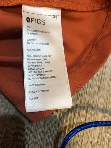 FIGS Nursing Scrubs Scrub Top Technical Collection Small Orange and Pink PO#2768 - Picture 13 of 13