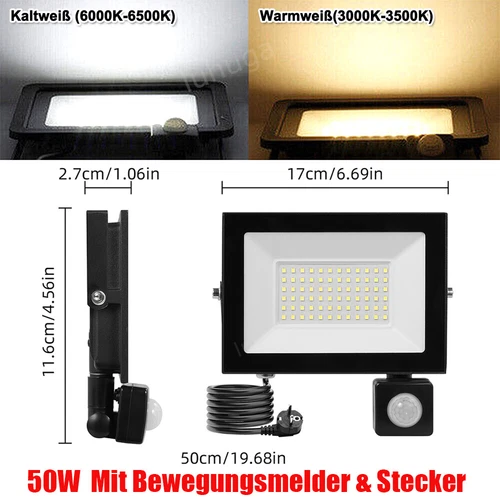 LED Fluter Stecker Außen Strahler Arbeitsleuchte Baustrahler Scheinwerfer Garten - Bild 204 von 251