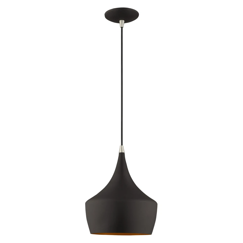 Chic Black Mini Pendant with Gold Lining for Contemporary Stylish Interiors - Image 2 of 4