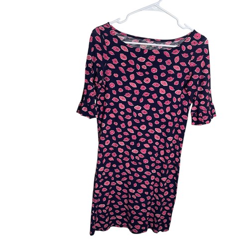 Lilly Pulitzer Dress Women's XS Kiss Boat Neck Somerset Lips Colorful Shift Art