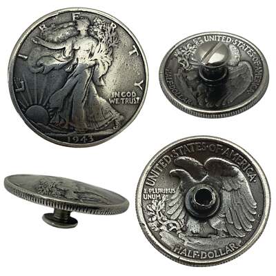 4 Pack Liberty Front Half Dollar Screw Back Conchos 1 1/8''