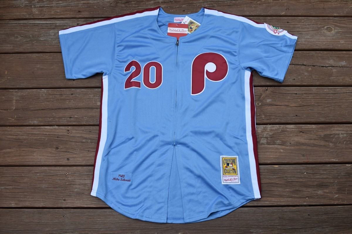New Mike Schmidt Philadelphia Phillies Blue Zip-Up Baseball Jersey