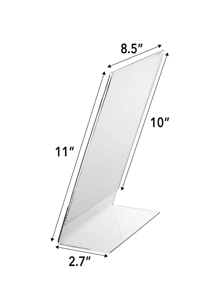 L 形标志夹 8.5 x 11 英寸 | 6 包 |斜背设计|垂直丙烯酸标志 — 第 3/4 张图片