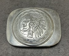 hecho en mexico Native American Indian Head Belt Buckle 47G Estate Found Vtg