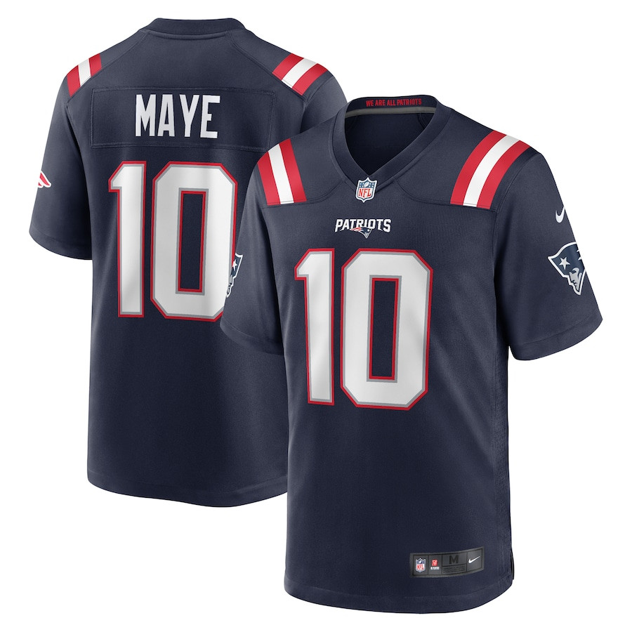 NWT Men's #10 Drake Maye Navy Player Game Stitched Jersey