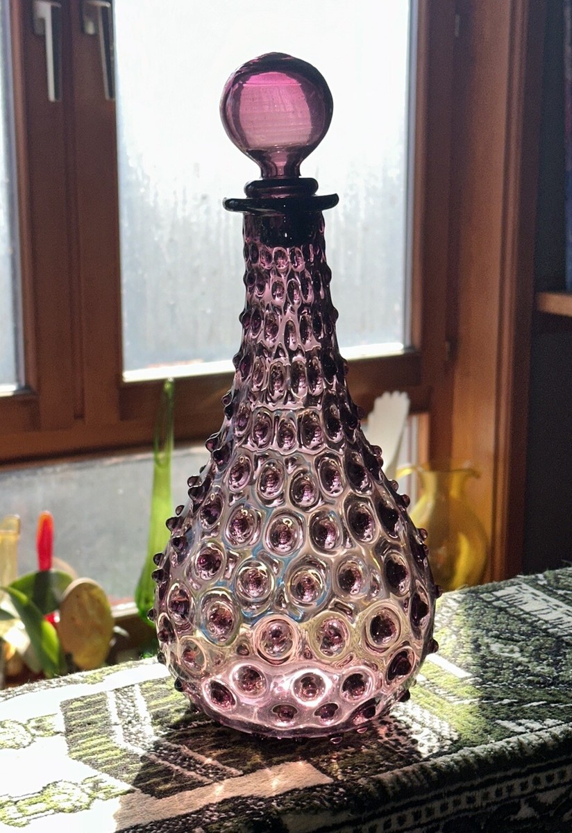 Amethyst MCM Italian Art Glass Hand blown Hobnail Vintage Genie