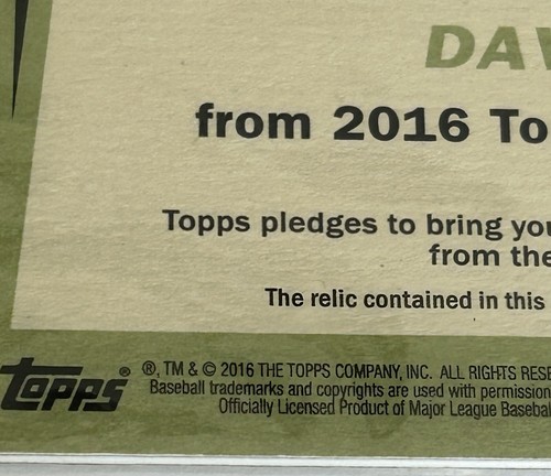 2016 Topps David Ortiz Clubhouse Collection Heritage Card Game Used (X7) - Picture 3 of 3