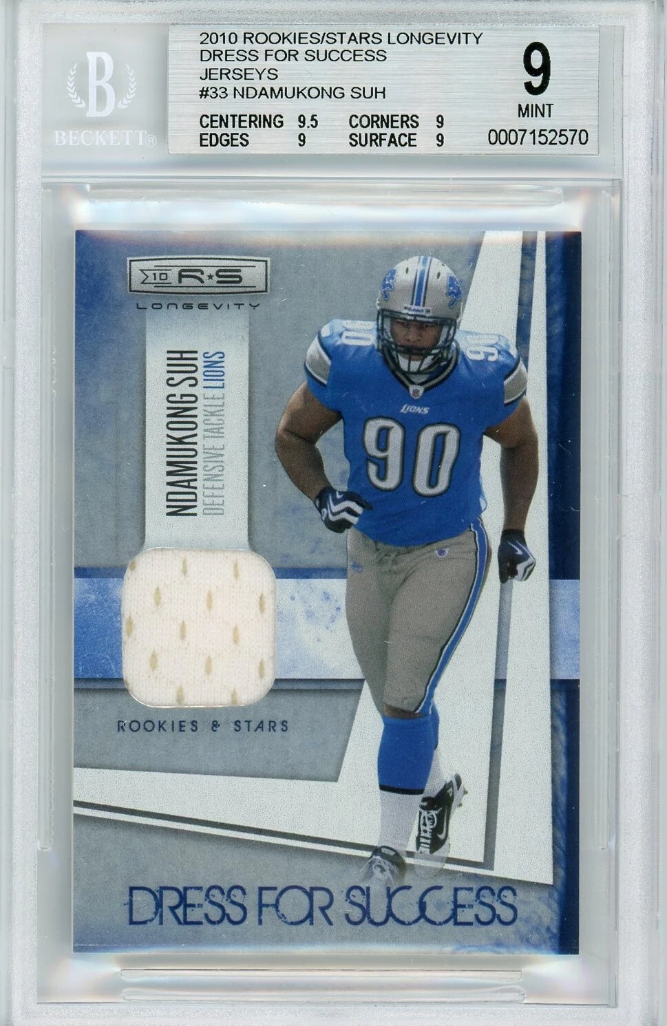 Ndamukong Suh Panini Rookies & Stars Dress for Success #33 Jerseys-Prime Autograph