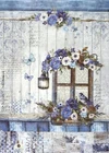 Rice Paper A4 Decoupage - Vintage Blue Roses Garden Window - Stamperia DFSA4338