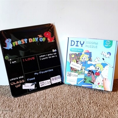 2 For 1 Kids First & Last Day of School ChalkBoard / Kids Color in Jigsaw Puzzle