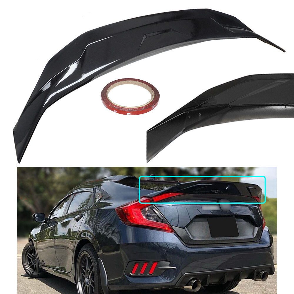 Vivid Black For 16-21 Civic 4DR Sedan HighKick Duckbill Rear Trunk