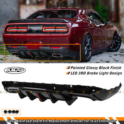 For 2015-2023 Dodge Challenger LED Gloss Black Rear Bumper Diffuser Replacement