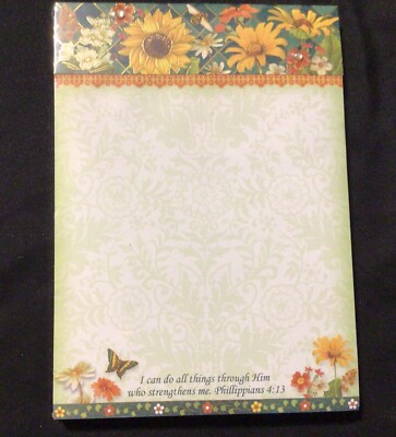 Punch Studio Embellished Lined Magnetic Memo Pad -Sunflowers Inspirational New